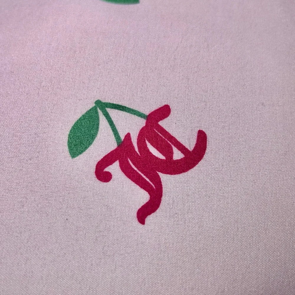 Juicy Couture Black & Pink Novelty Cherry Print Logo Accent Pillow